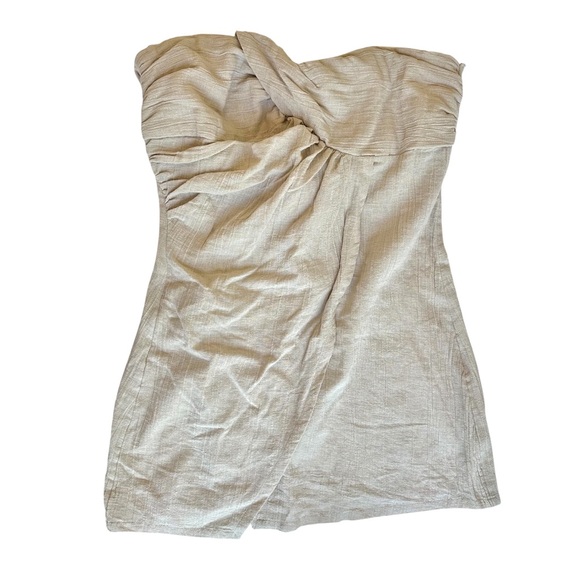 Free People NWT Boogie Down Mini Dress Stone Cold Medium Tube Top Linen Blend - Picture 3 of 10